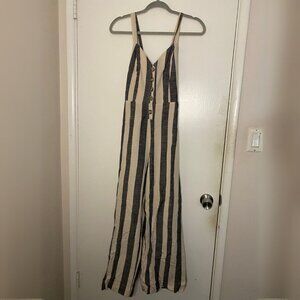 Wide-Leg Button-Front Jumpsuit Size S